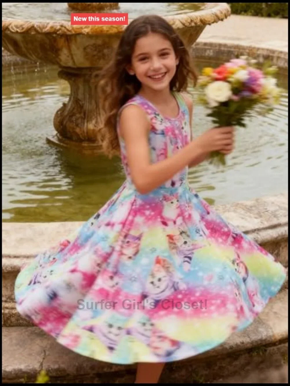 Sleeveless A-Line Floral Sundress for Girls Casual Summer